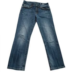 Miss Me denim brand size 27 boyfriend capri. Style # JB1026P4 Embellished